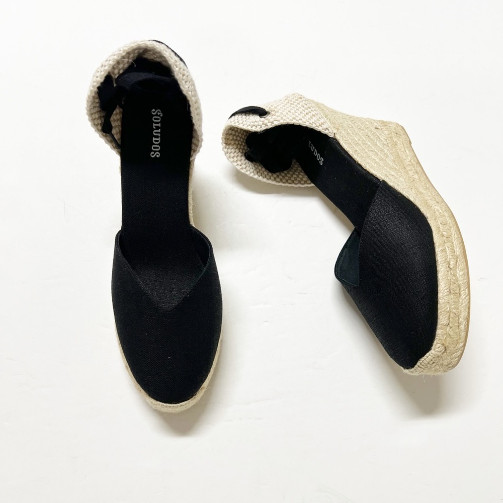 Soludos Black and Cream Espadrilles